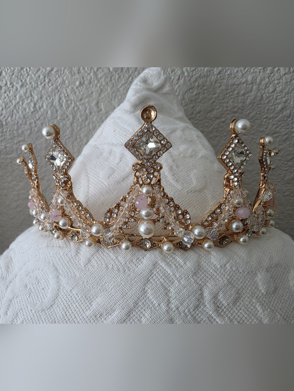 Gold Pearl and Crystal Tiara - Elegant Women’s Headpiece